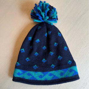 Land’s End Wool Pattern Winter Pom Pom‎ Beanie Ski Hat